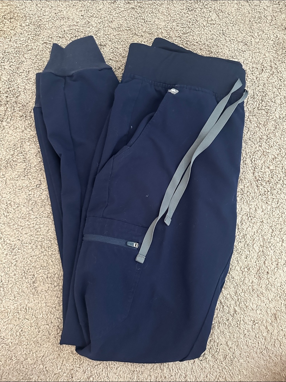 Figs Navy Track Pants with Gray Drawstrings